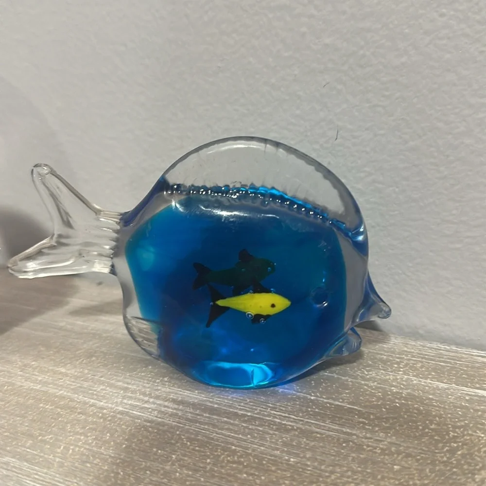 Glass Fish Figurine Set - Red, Blue, Yellow